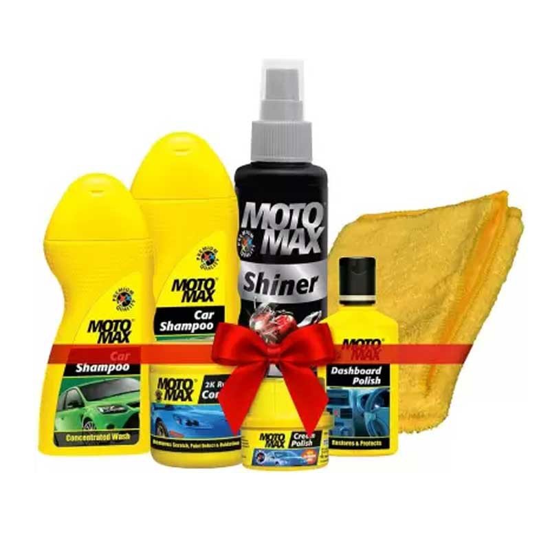 Motomax Car shampoo, Shinner,2k Rubbing and cream polish, Dashboard polish