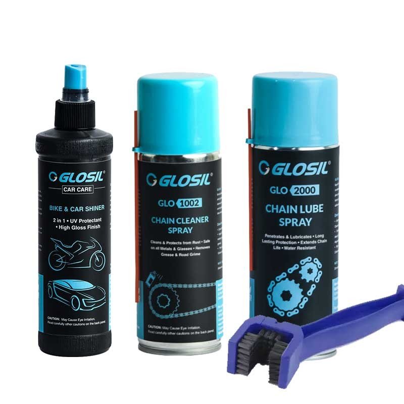 Glosil Chain Lube & cleaner Spray, Polish with Chain Cleaning brush 150ml