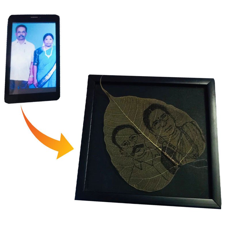 Handmade Leaf Carving Leaf Art Portrait - 9*9 inches