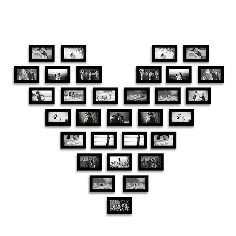 Wall Hanging Heart Shape Photo Frame Collage - Set of 31 fames