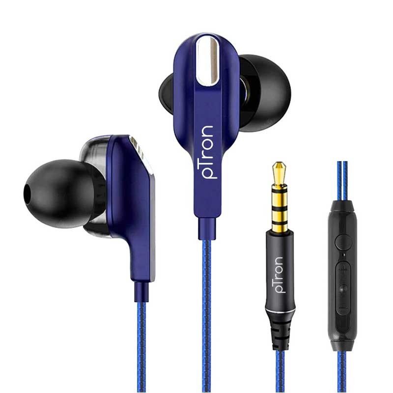 pTron Boom Lite in-Ear Wired Earphones with Stereo Sound - Blue
