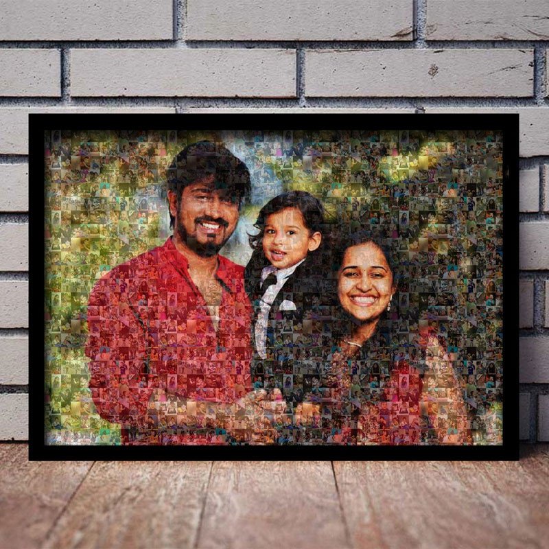 Personalized photo mosaic frame  - Double face