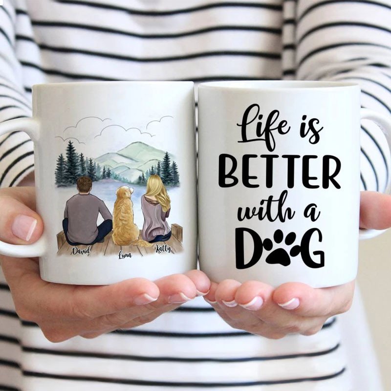 Topgud Exclusive Couple Mugs - Life is better with a dog ( Set of 2 )