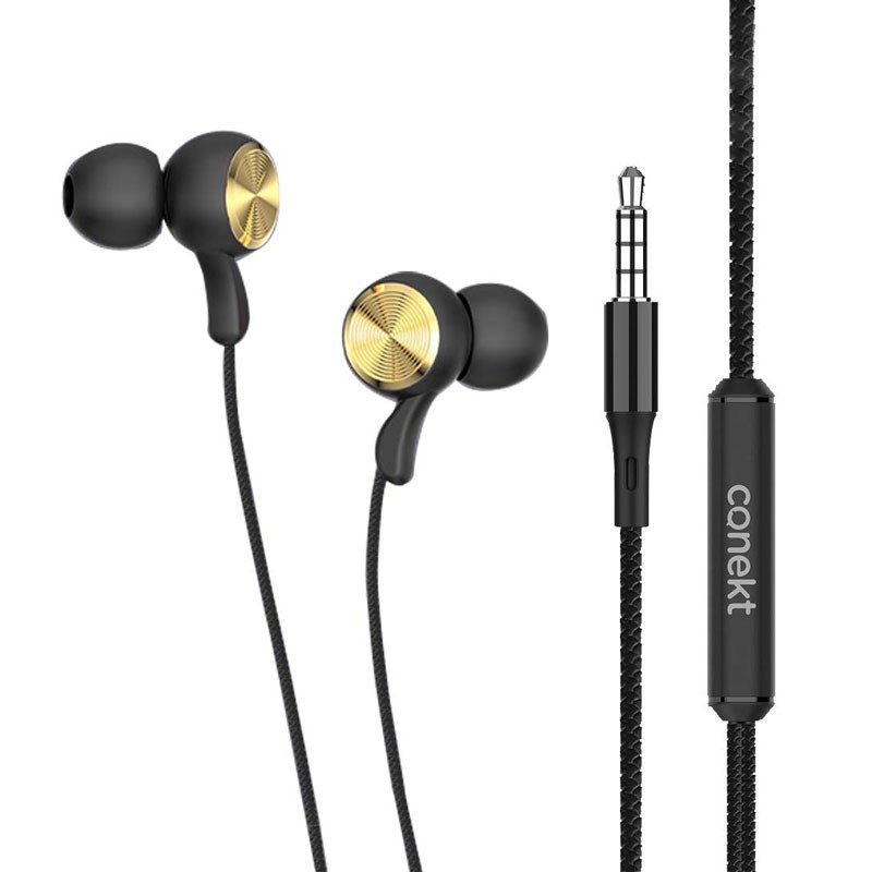 Conekt M11 Pop Wired Earphones with HD Sound, Multi-Function Button, in-line Mic Tangle Free Cable Metal Ear Shell (Black)